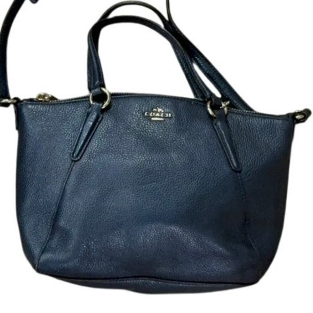 Coach Small Kelsey Satchel F36675 Midnight Navy Pebbled Leather Crossbody
